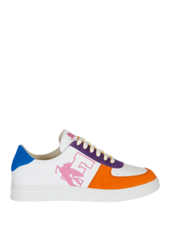 Sneakers In Pelle Con Pegaso, Donna, Arancione