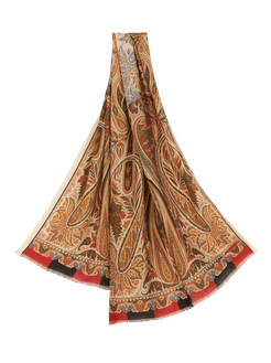 Sciarpa In Lana E Seta Paisley Ornamentale, Uomo, Beige