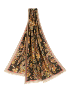 Sciarpa In Cashmere E Seta Paisley, Uomo, Verde