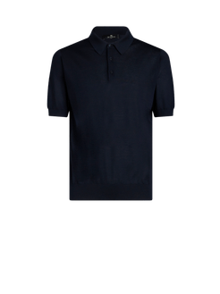 Polo In Maglia Di Cachemire E Seta, Uomo, Blu Navy