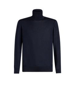 Maglia A Collo Alto Con Logo Sul Retro, Uomo, Blu Navy