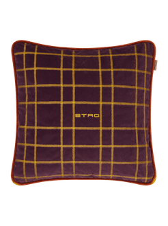 Cuscino In Velluto Ricamato, Viola