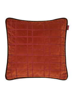 Cuscino In Velluto Ricamato, Arancione