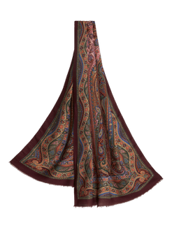 Sciarpa Paisley In Lana E Seta, Uomo, Viola