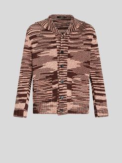 Cardigan Con Intarsi, Uomo, Rosso