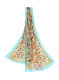Sciarpa Paisley In Seta, Donna, Azzurro