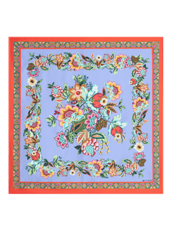 Foulard In Seta Stampata, Donna, Azzurro