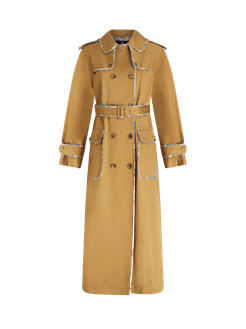 Trench Doppiopetto Con Cintura, Donna, Marrone Chiaro