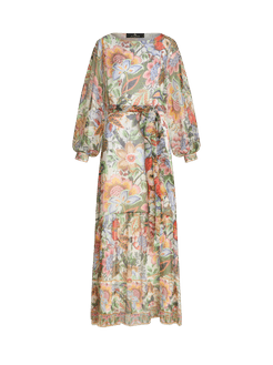 Abito Lungo In Seta Stampata, Donna, Multicolor