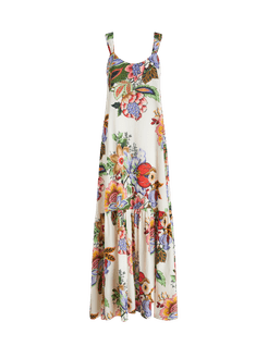 Abito In Cotone E Seta Con Stampa, Donna, Multicolor