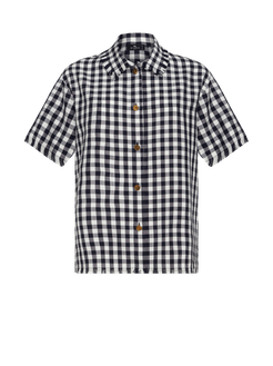 Camicia In Tessuto Vichy, Donna, Blu Navy