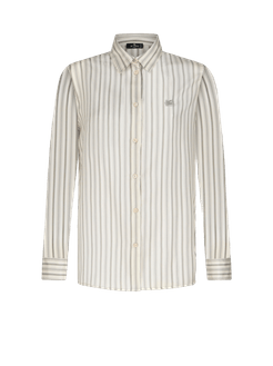 Camicia In Seta A Righe, Donna, Grigio
