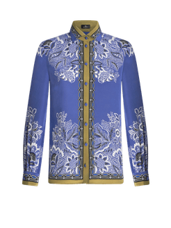 Camicia In Crêpe De Chine Bouquet, Donna, Azzurro