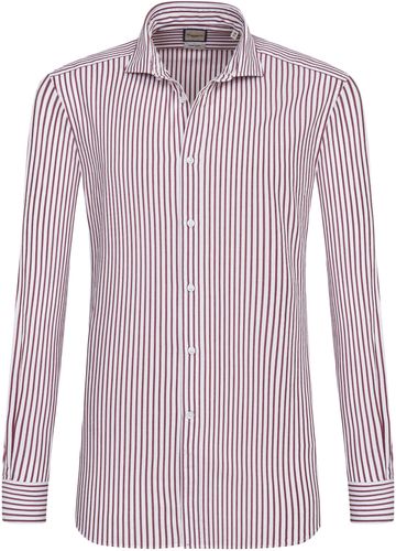 Camicia trendy rossa a righe bianche, slim francese