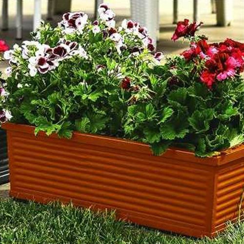 Balconiera Millerighe rettangolare in resina decorazione per fiori e piante Made in Italy -Balconiera Millerighe 40 / Terracotta