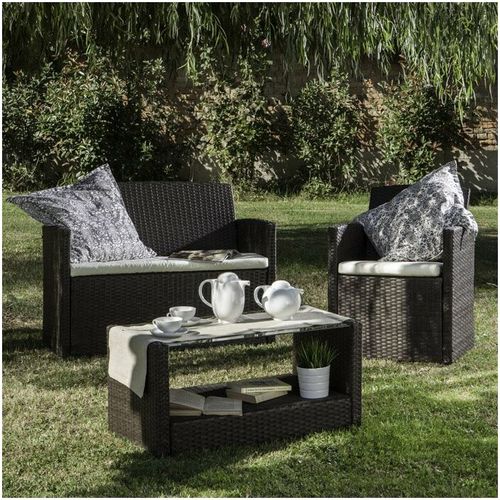 Salottino lipari divano + 2 poltrone + tavolo - verdelook - Color: marrone