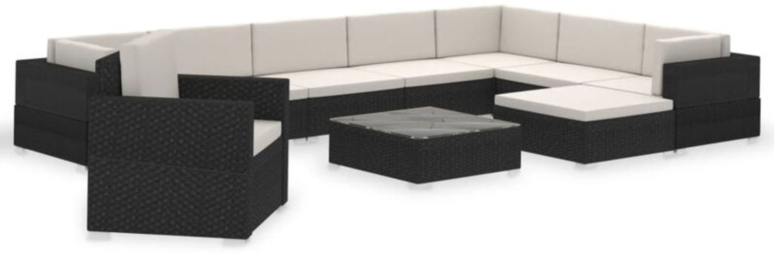 Set Divani da Giardino 12 pz con Cuscini in Polyrattan Nero - Nero - Vidaxl