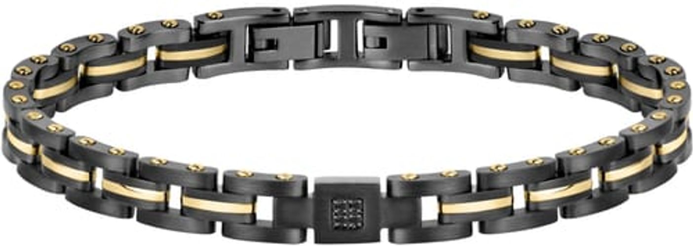 Bracciale Uomo Collezione Motown Acciaio Cristallo Pvd nero Pvd giallo oro