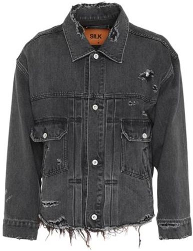 Uomo Capospalla jeans Nero M 54% Cotone 46% Seta