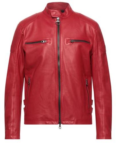 Uomo Giubbotto Rosso L Pelle