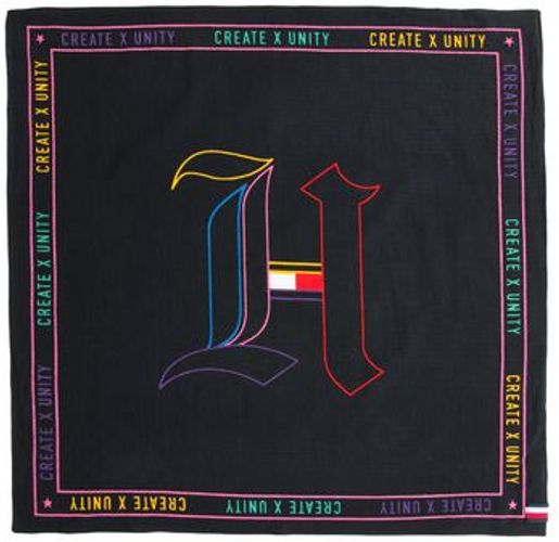 Uomo Sciarpa Nero 100% Cotone