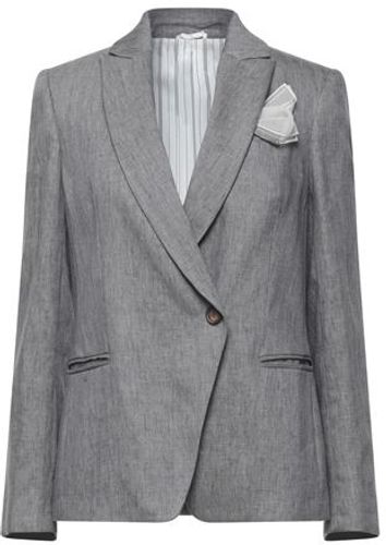 Donna Blazer Grigio 46 90% Lino 6% Elastan 4% Elastomultiestere Ottone Seta
