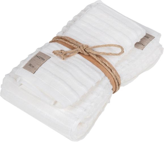RILIEVI Coppia(1+1): ospite e asciugamano -40X60 + 60X110 -BIANCO