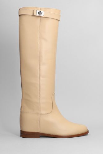 Stivale zeppa interna  in Pelle Beige