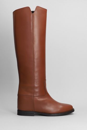 Stivale zeppa interna  in Pelle Cuoio naturale
