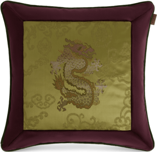 Cuscino In Velluto Con Drago, Verde