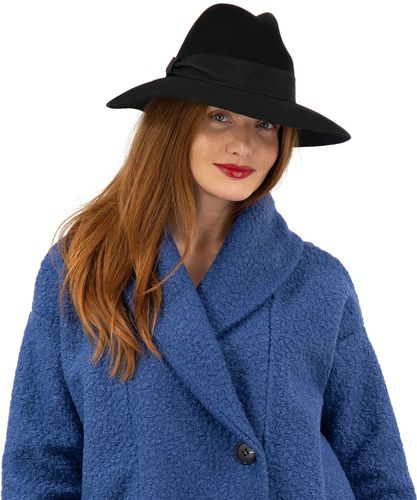 Cappello a falda larga in lana con fascia