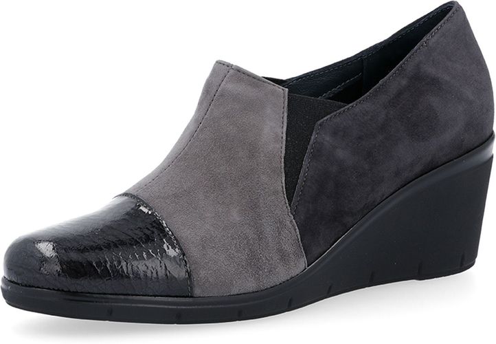 Slip on in pelle con inserti elastici e zeppa 6,5 cm