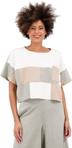 Blusa patchwork effetto lino