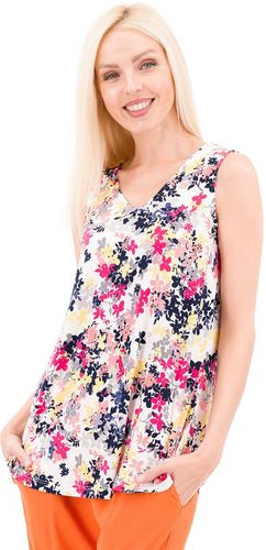 Maglia smanicata fantasia con lacci incrociati