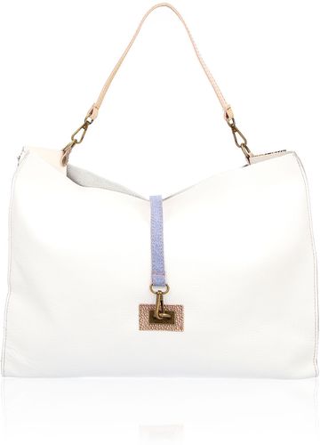 Maxi shopper in pelle con tracolla