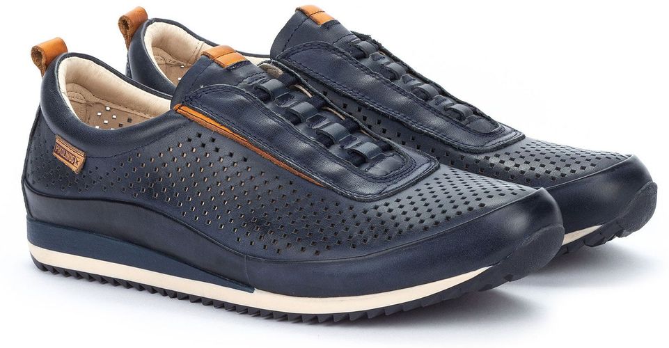Sneaker da uomo in pelle traforata con lacci elastici