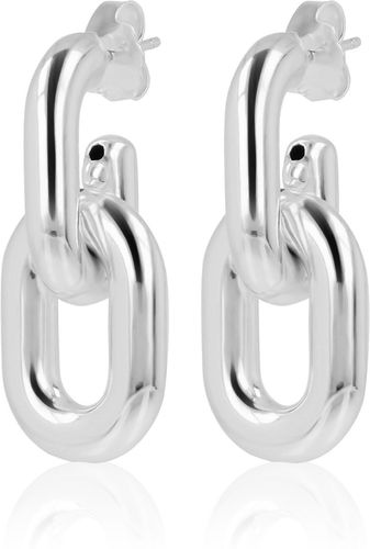 Orecchini pendenti argento 925 placcato a 2 maglie ovali