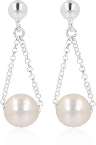 Orecchini pendenti argento 925 placcato oro con perle Ming