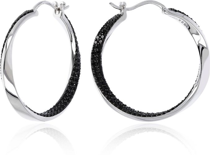 Orecchini cerchio ritorto in argento con spinello