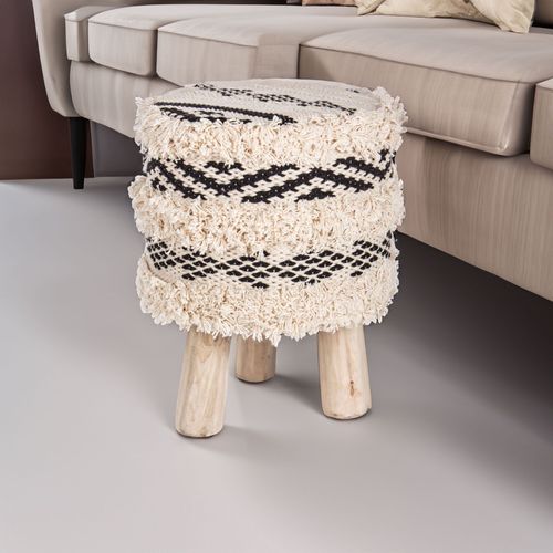 Sgabello in legno con motivo geometrico