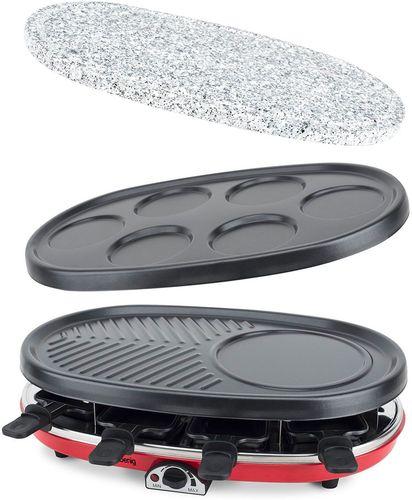 Raclette 4 in 1 per 8 persone con piastra e grill