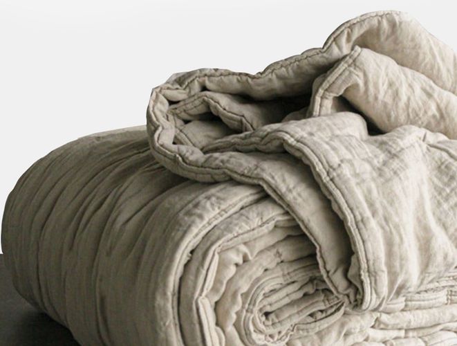 Purolino Trapunta matrimoniale in lino Stone Washed