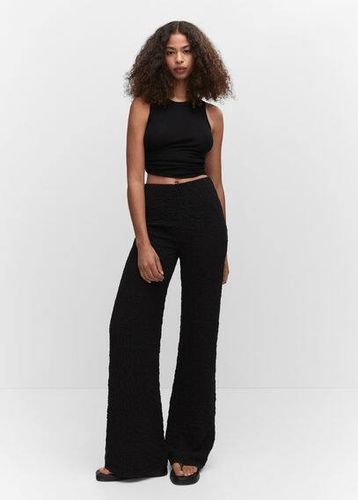 Pantaloni texture wideleg
