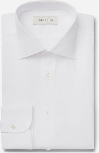 Camicia tinta unita bianco 100% puro cotone popeline doppio ritorto, collo stile collo semifrancese