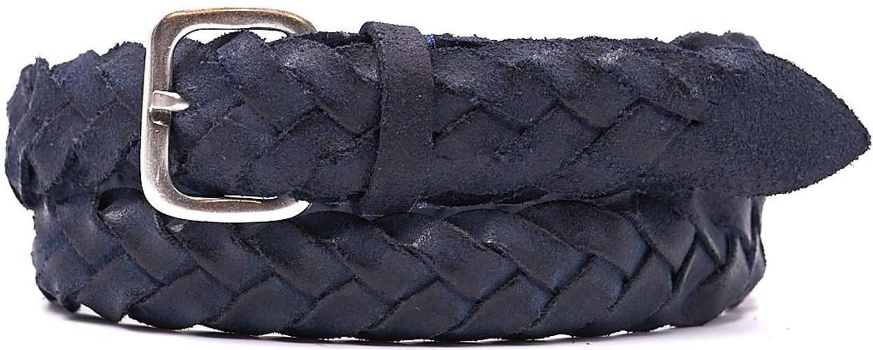 CINTURA IN PELLE SFODERATA INTRECCIATA BLU