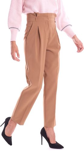 PANTALONE LUCKYLU VITA ALTA CON PINCES CAMMELLO