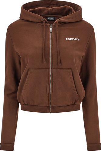 Felpa cropped a full zip con cappuccio